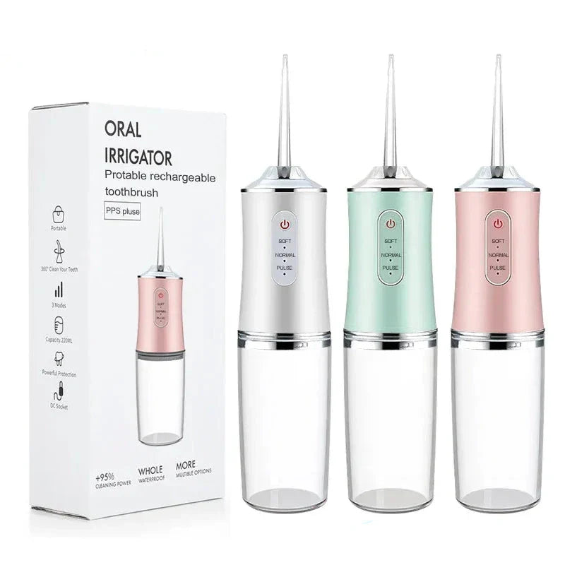 BrilhoJet™ Portable Dental Water Flosser – Deep Cleaning, USB Rechargeable & Compact Design