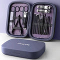 NNEDSZ Purple 18-Piece Manicure and Pedicure Set - Stainless Steel Nail Clipper Kit | Professional Nail Care Grooming Tools | Compact Portable Case